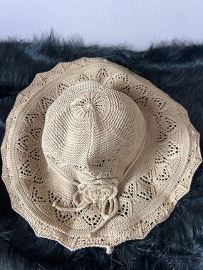 Light Beige Crochet Sun Hat - Women's Summer Beach Hat